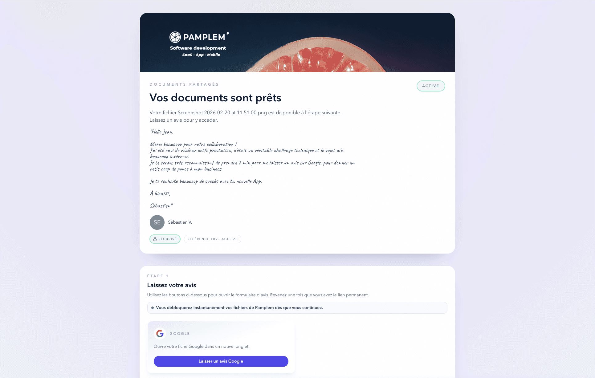 Funnel preview showing the review flow